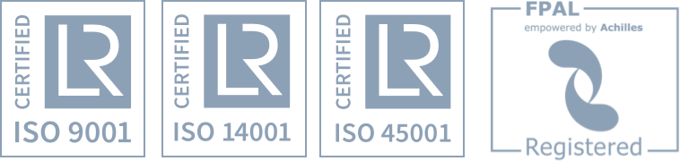 ISO 9001, ISO 14001, VCA, FPAL Registred